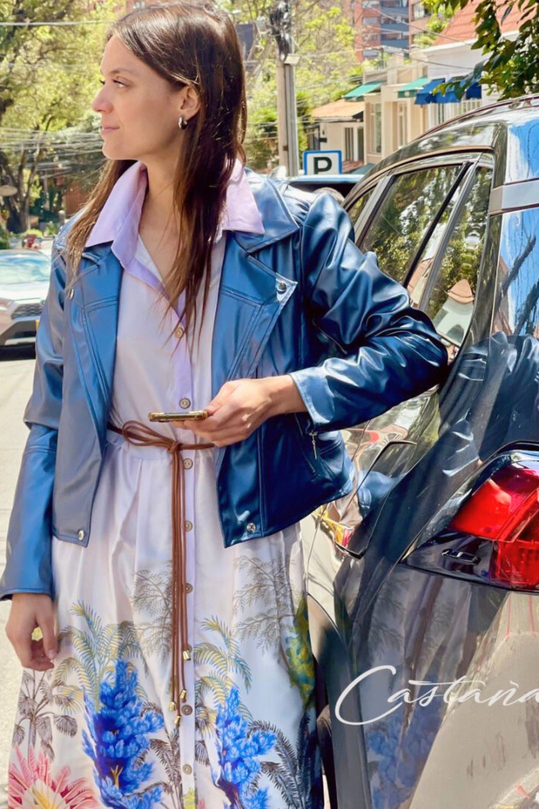 Chaqueta urbana metalizada Azul